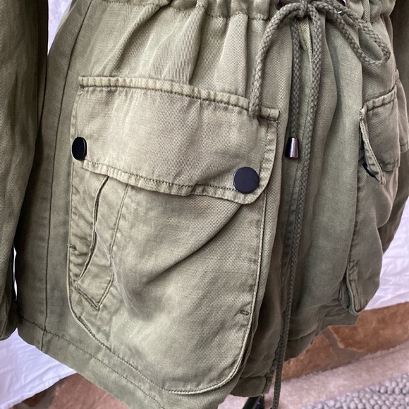 Sanctuary three-quarter length, hooded spring jacket with zip and snap closure. - Picture 3 of 8